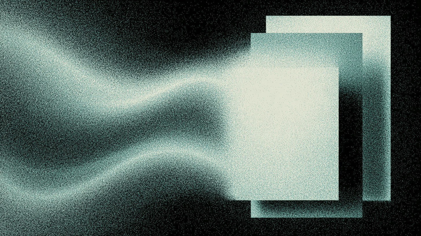 Abstract image of layered glowing interface panels, representing text to speech APIs, developer tools, and modern voice technology.