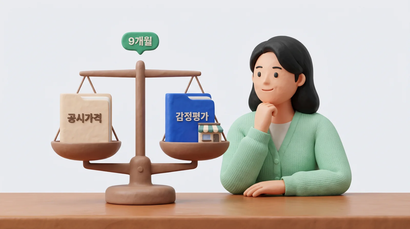 상속세 신고 전 상가건물을 공시가격과 감정평가 중 무엇으로 신고할지 저울에 올려 비교하는 딸