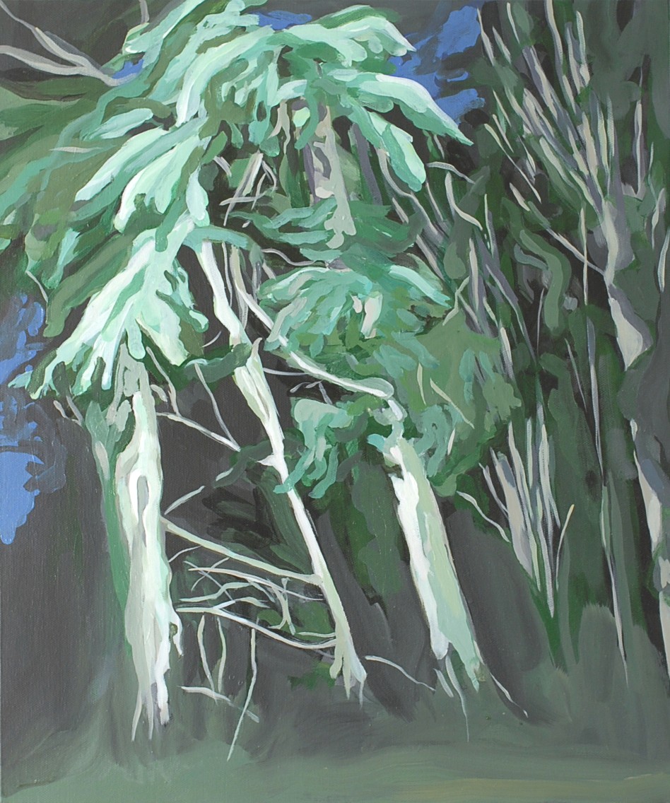 Paysage de nuit, Acrylique sur toile, 55 x 56 cm, 2020