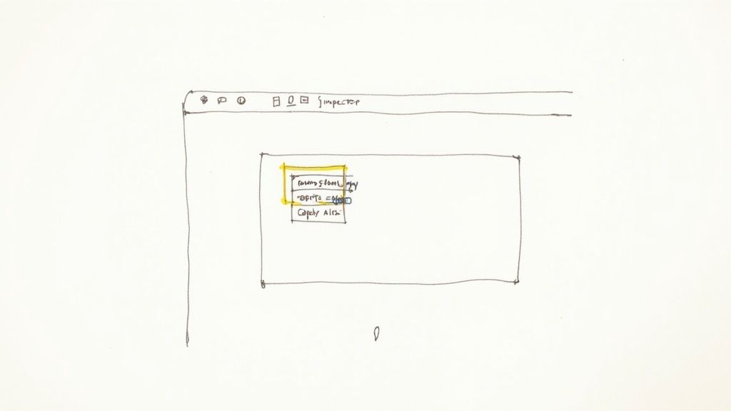 A code inspector tool overlaying a webpage, highlighting specific HTML elements