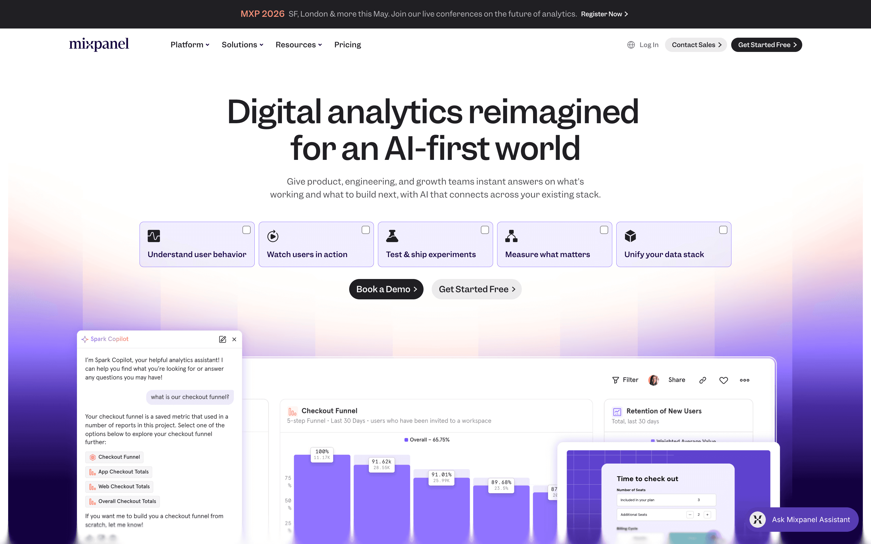 Product analytics tool for tracking user engagement, retention, and event-based behavioral analytics