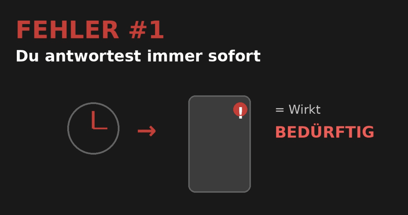 eine grafik die zeigen soll, dass es besser ist nicht sofort zu antworten, wenn dir eine frau schreibt