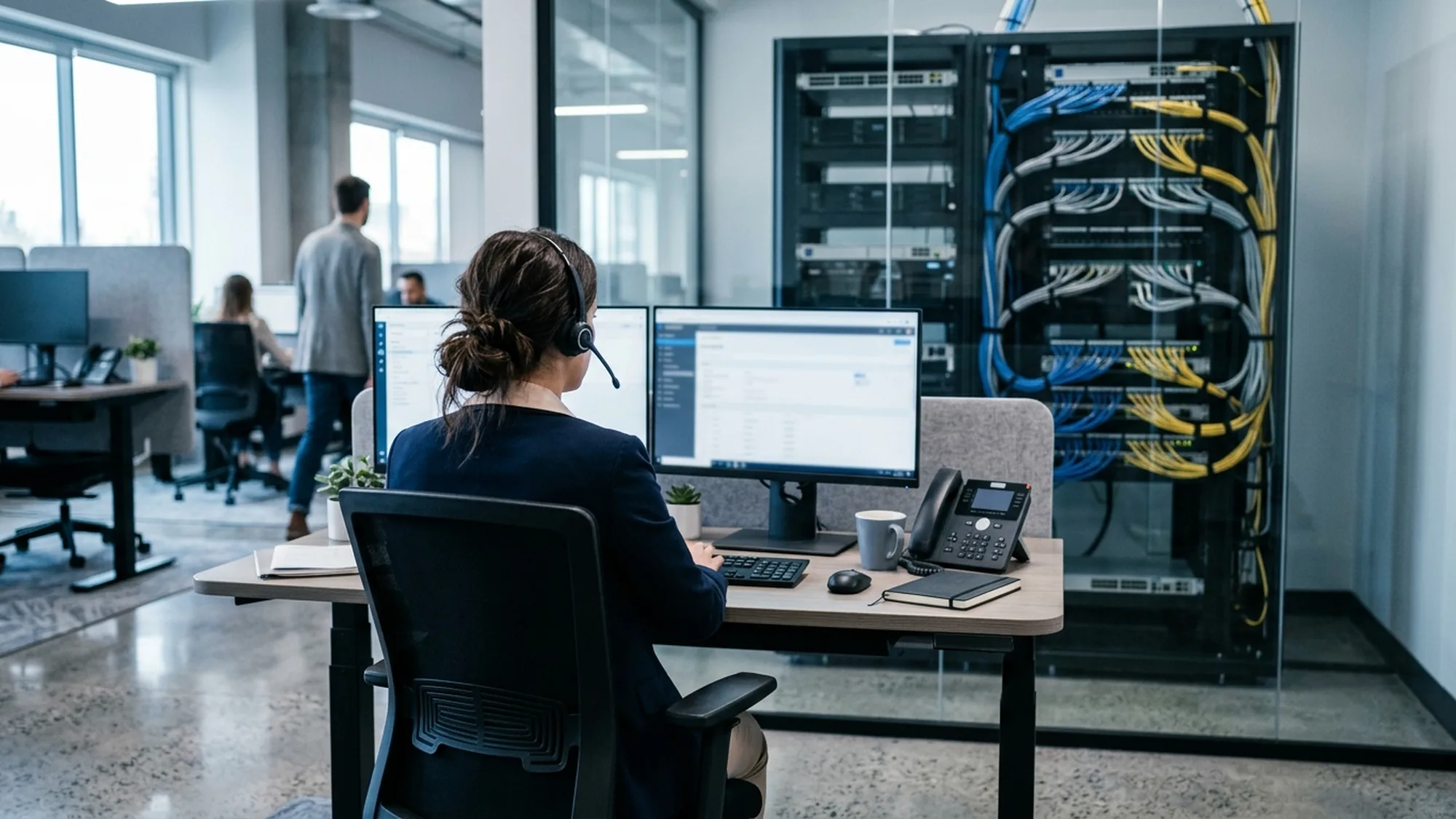Technical infrastructure of a customer service outsourcing provider