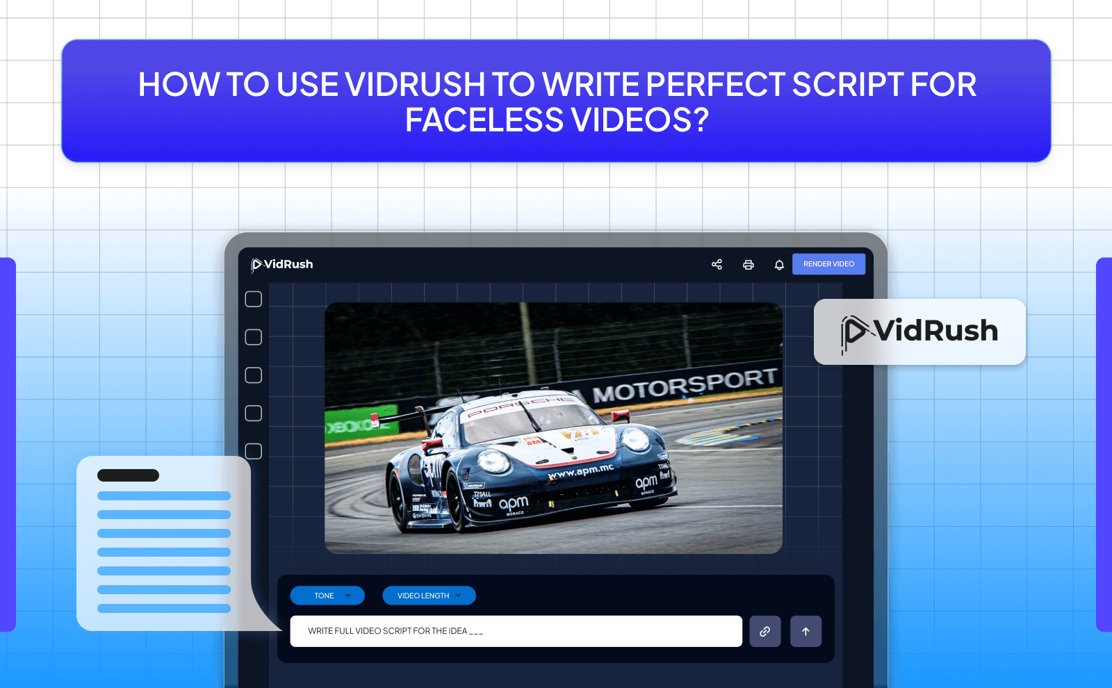 How to use VidRush to write perfect script for faceless Videos_