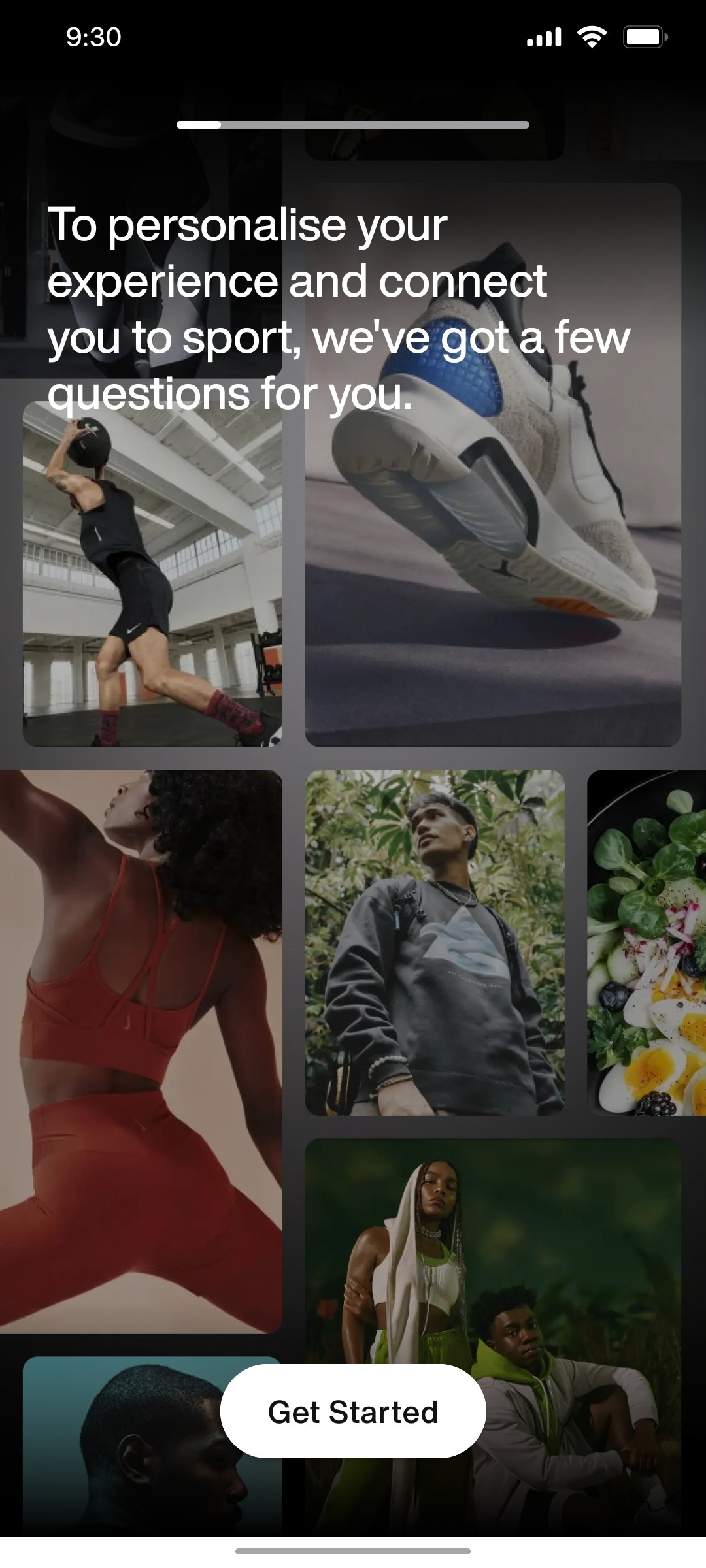 Nike App Get Started Screen