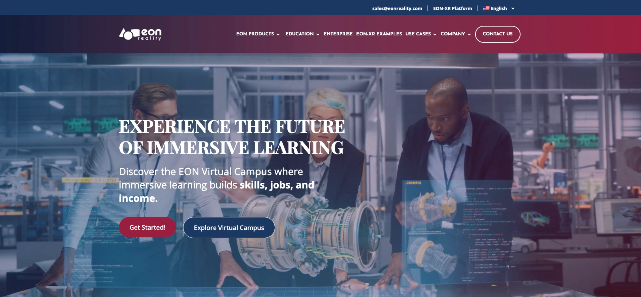 EON Reality's website homepage