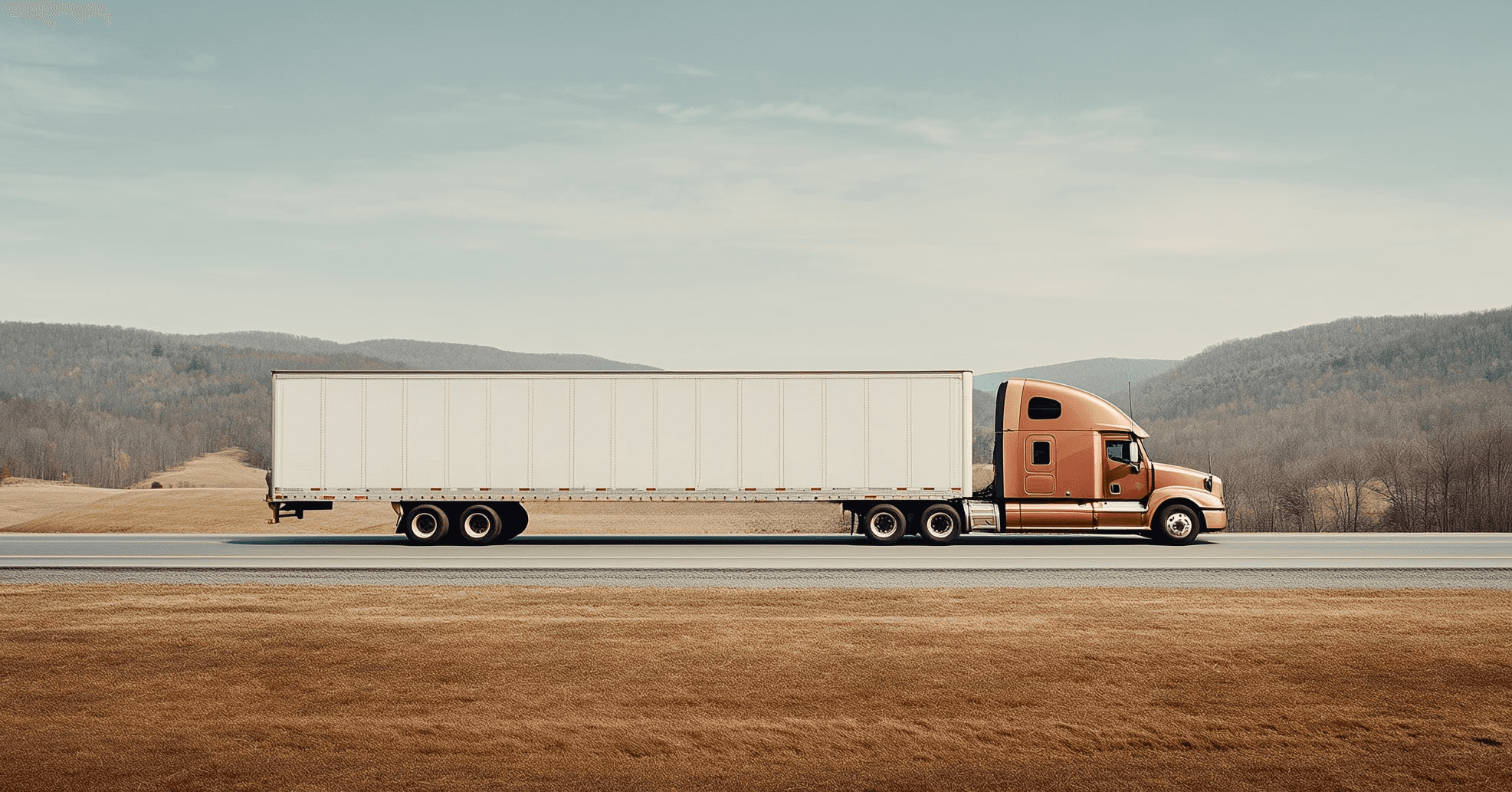 image of freight truck on the open road