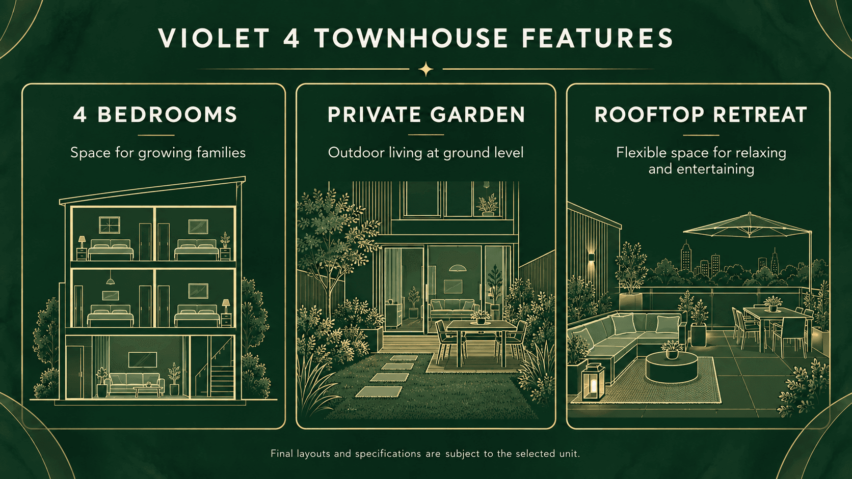 Violet 4 four-bedroom townhouse, private garden and rooftop retreat