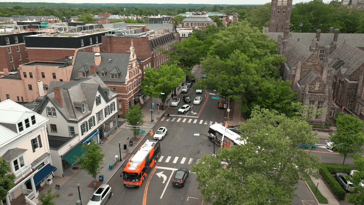 Aerial shot of Princeton, NJ.