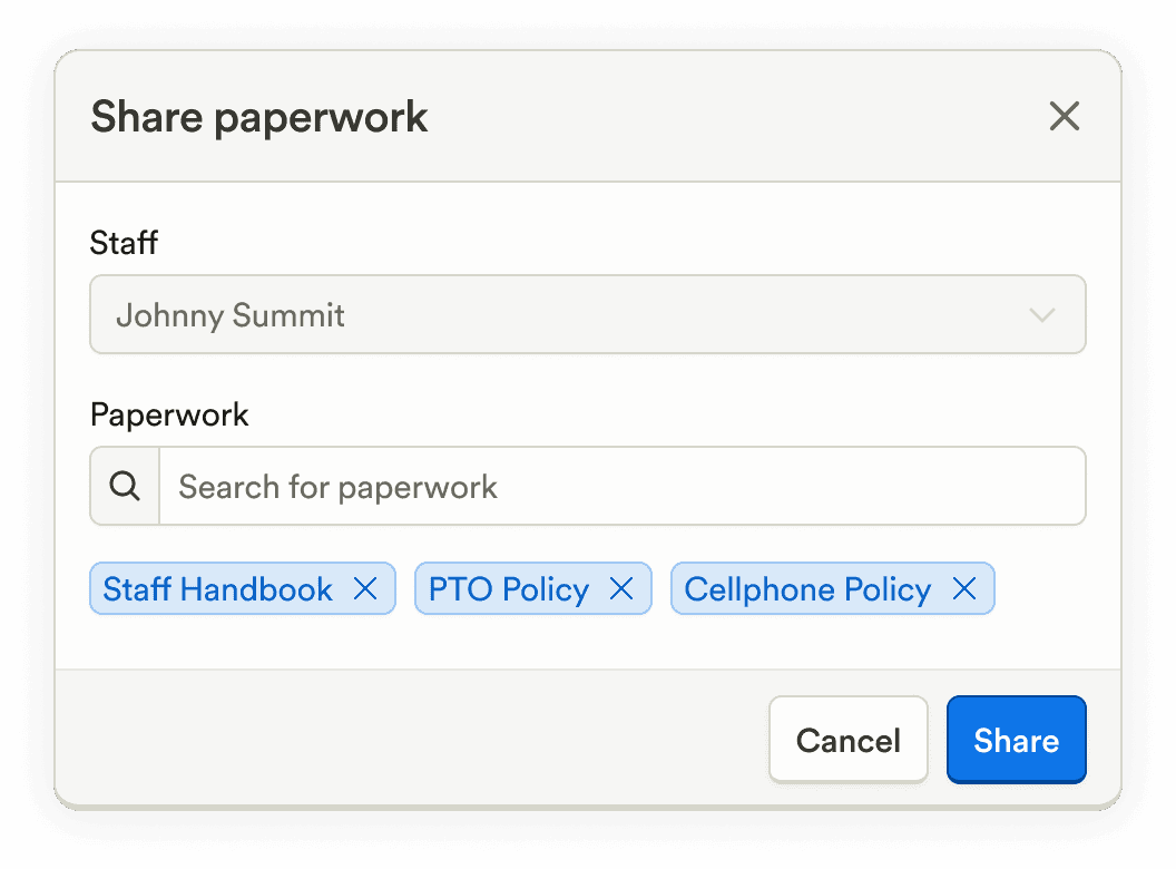 Share paperwork with staff
