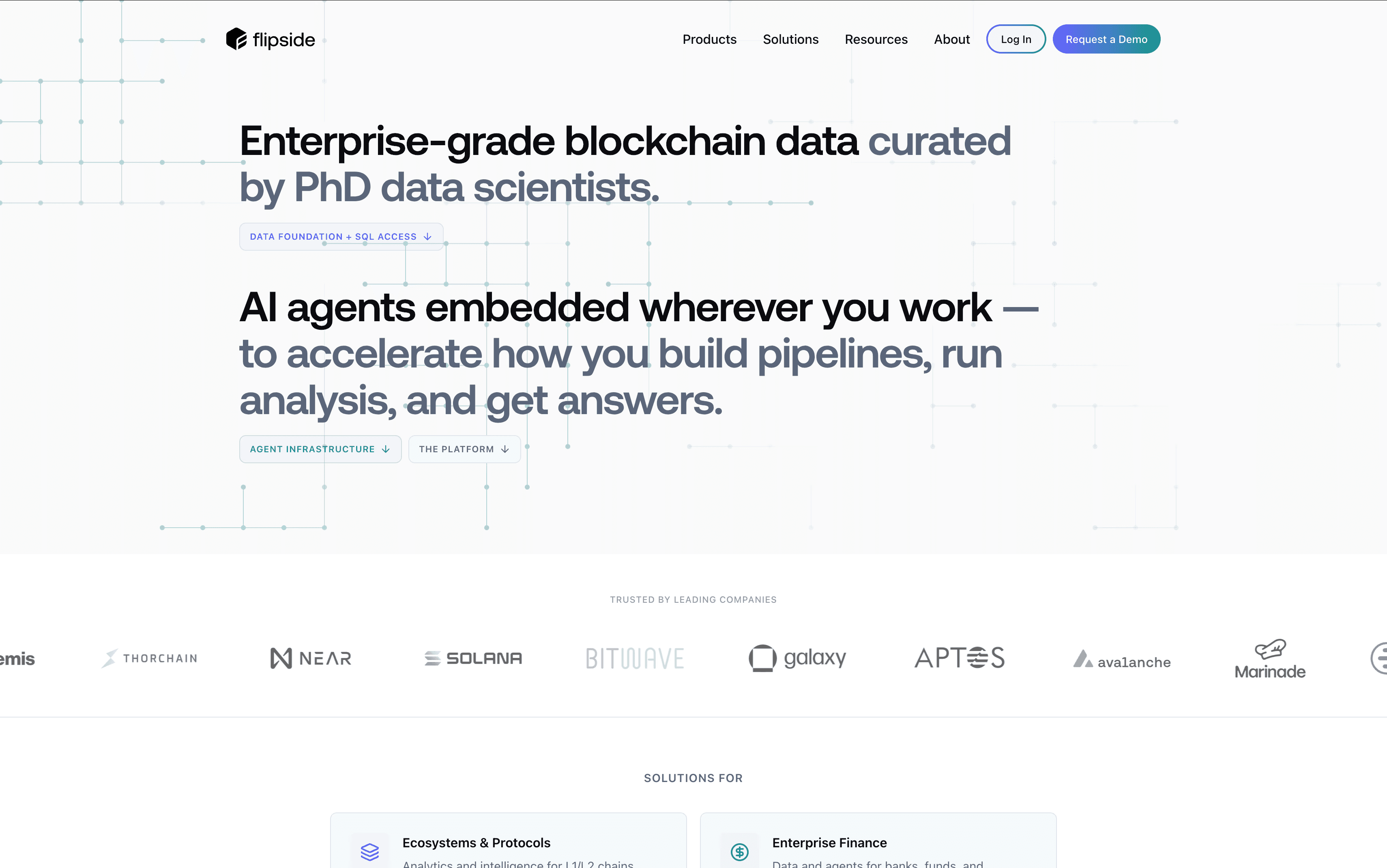 Flipside blockchain data analytics platform homepage