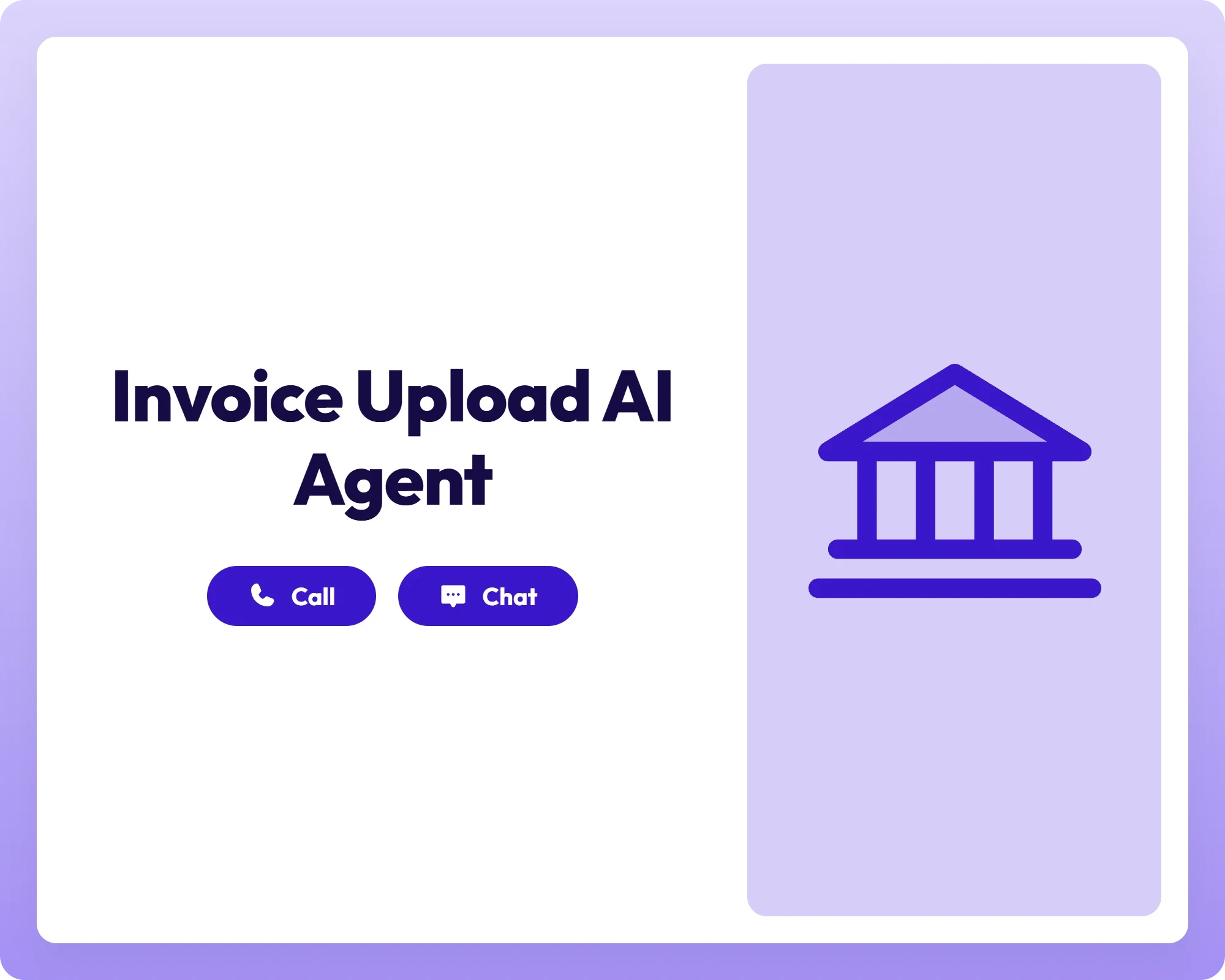 ai finance agent offers seamless support via call and chat buttons alongside a bank icon