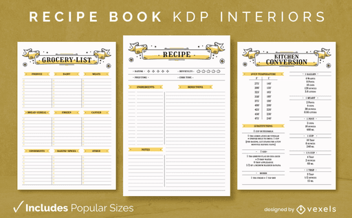 recipe template kdp