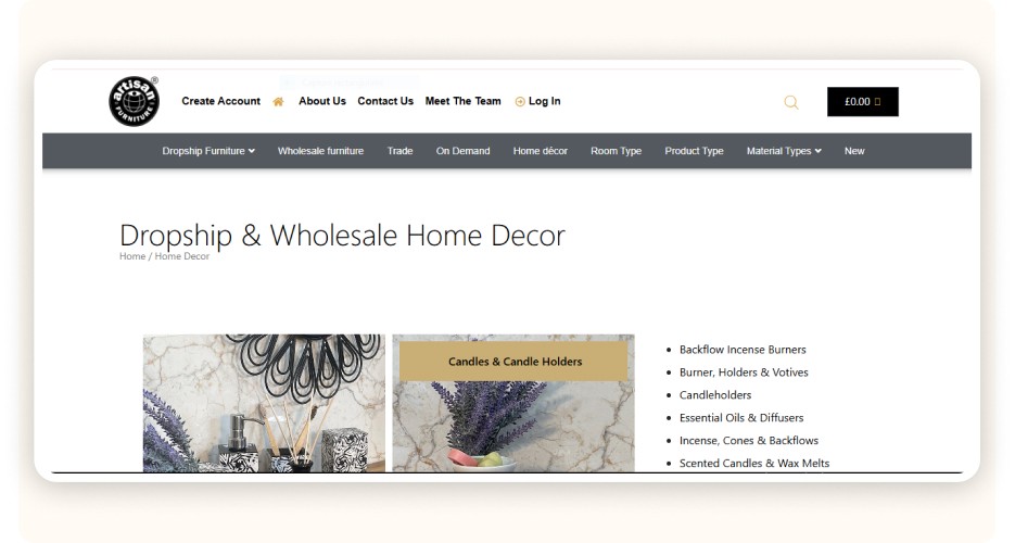 Artisan Furniture UK homepage