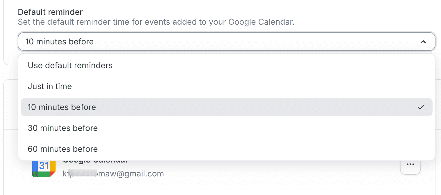 Setting alert timing in Cal.com