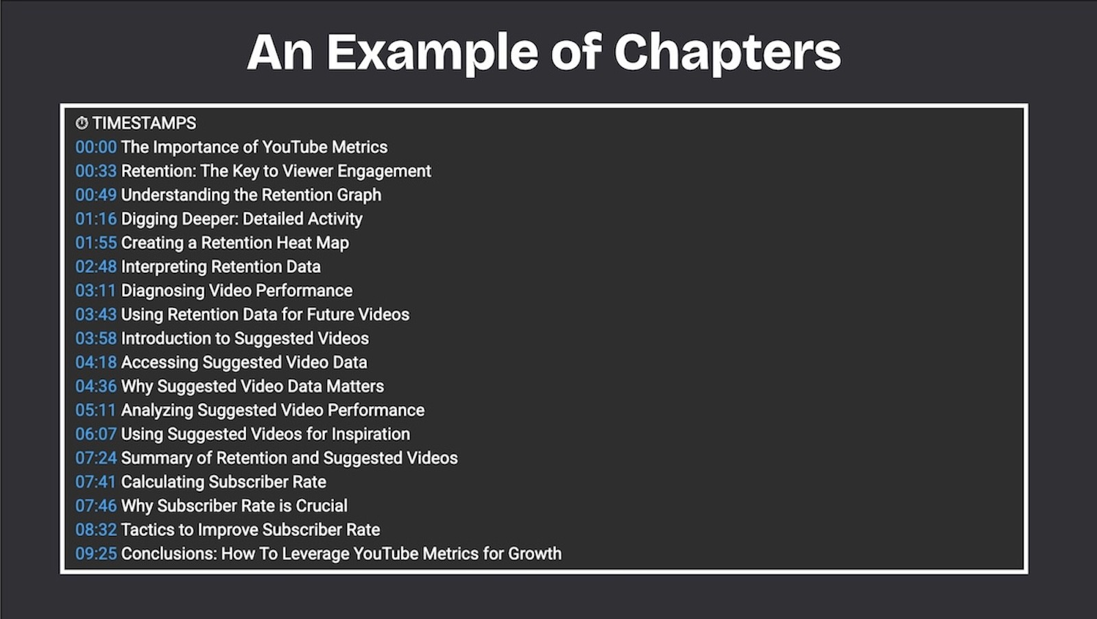 An example of youtube chapters