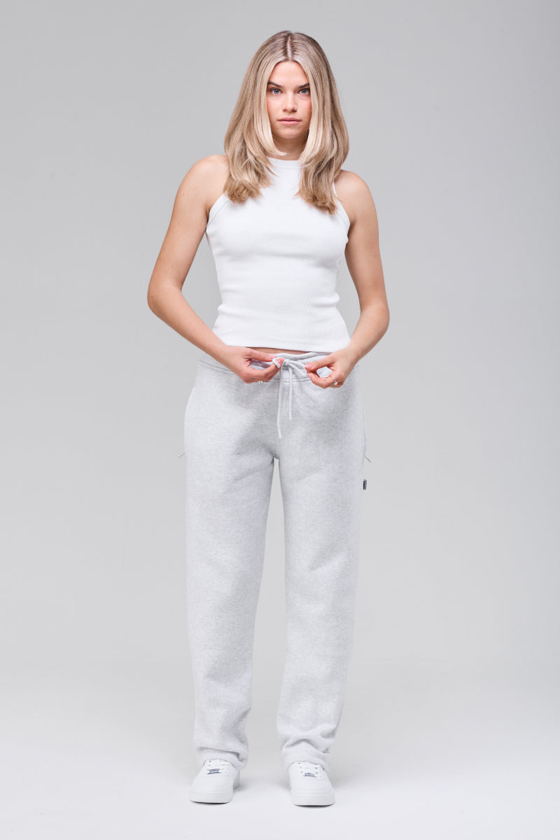 Heather grey loose fit silhouette, front pose