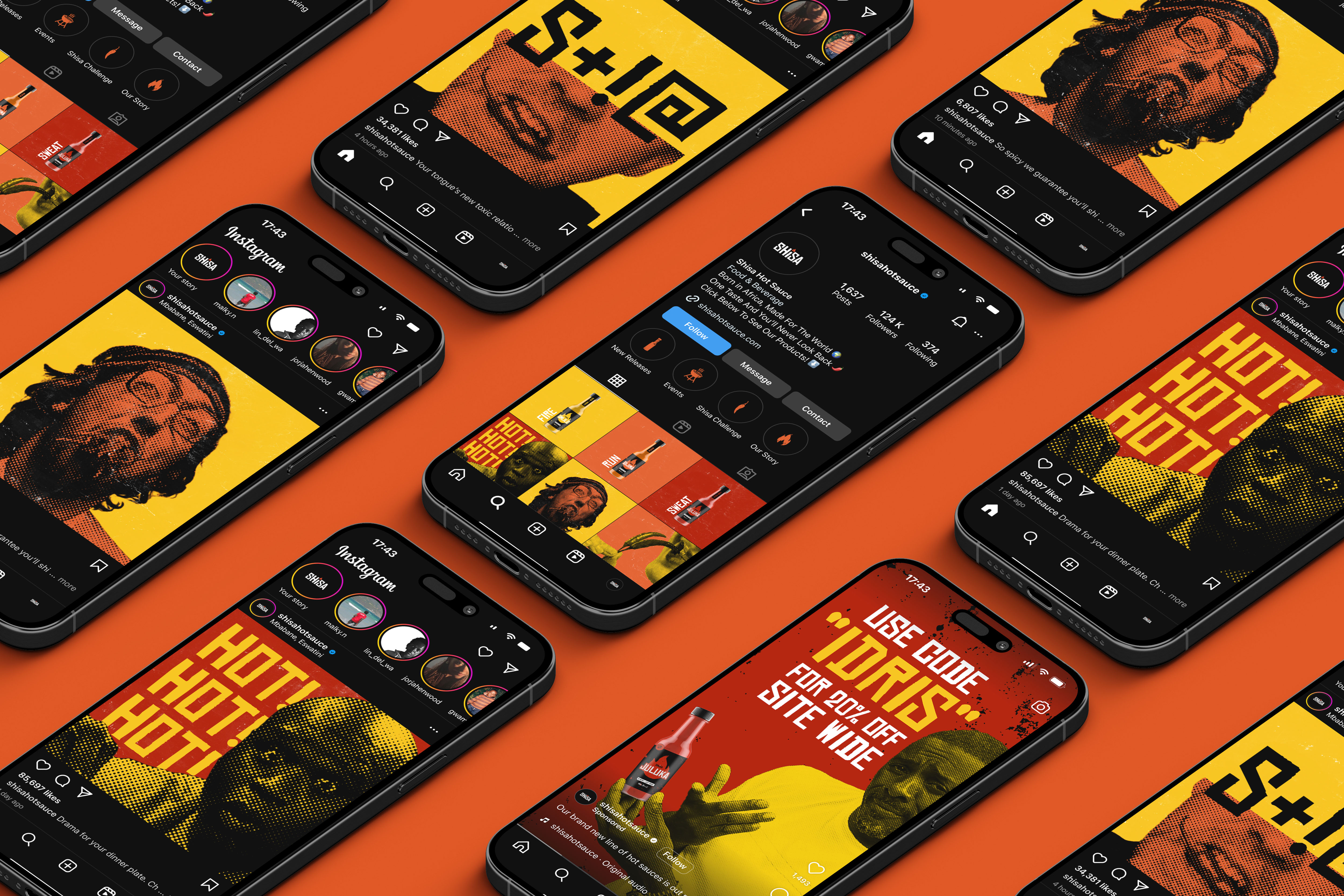 Phone mockup showing the social media of a Swazi based hot sauce brand