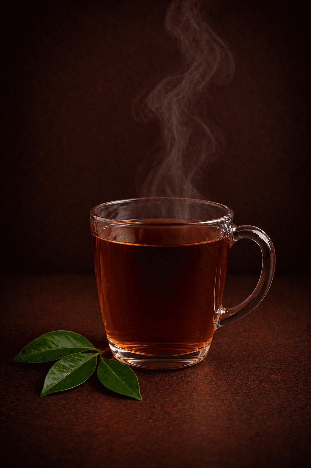 Hot Black Tea steeped fresh and served hot in a glass mug at Café Sherpa's in Brookfield, WI. Earl Grey with subtle citrus for a comforting, warming experience.