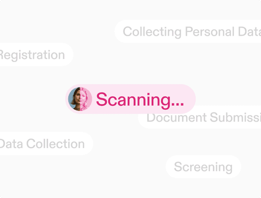 Das Bild zeigt ein Profilbild auf einem Hintergrund mit dem Text „Scanning...“, was auf einen laufenden Prozess der Identitätsüberprüfung oder Datenerfassung hinweist.