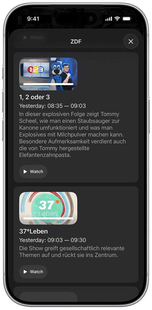 Catch up feature on iOS