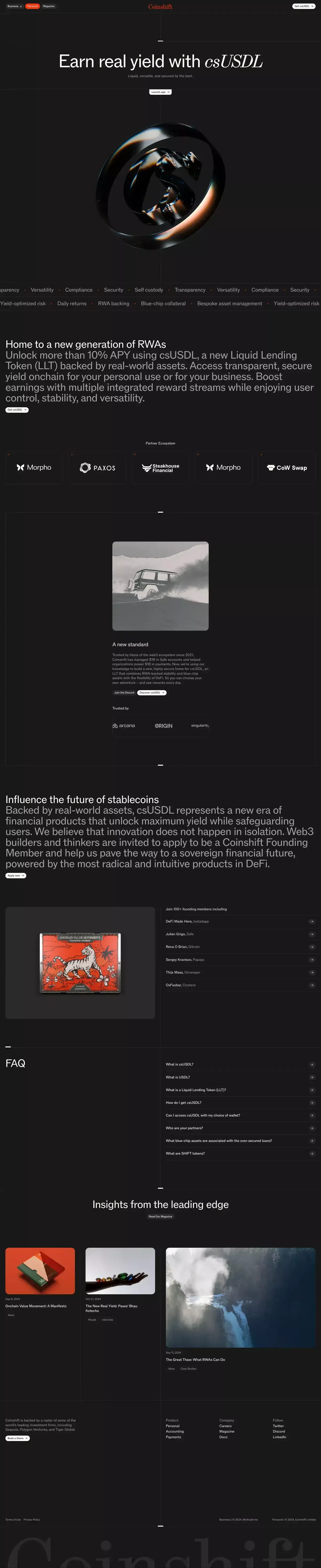 Personal landing page screenshot showcasing Finance and NFT / Crypto / Web3 design