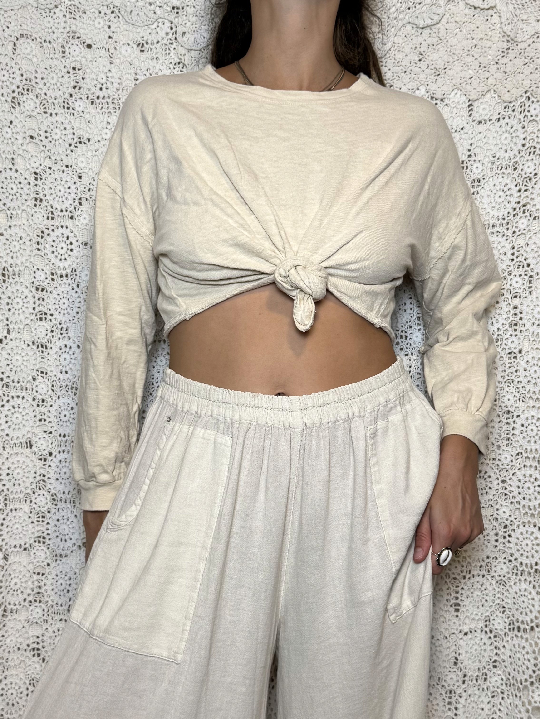 free people beach tie front long sleeve
