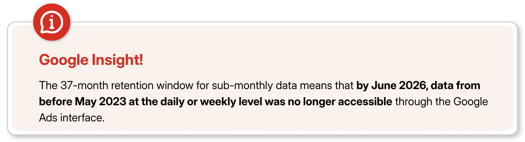 Google Ads sub-monthly data retention policy windows