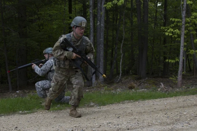 Infantry platoon crossing a road, a linear danger area