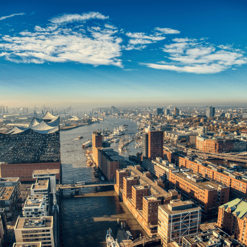 Hamburg Skyline und Veranstaltungsumfeld