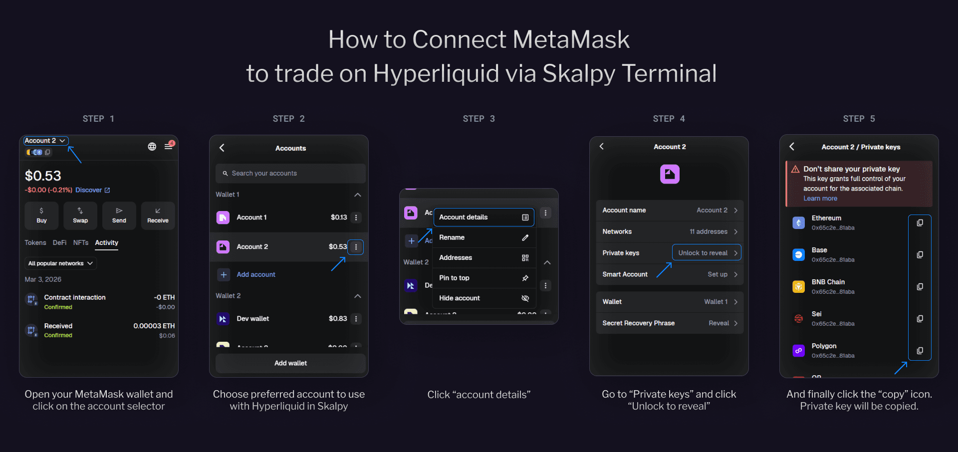 how to export evm wallet private keys
