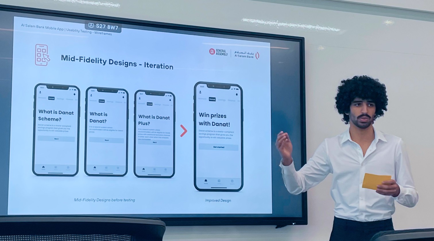 Hadi Aradi presenting an iteration of mid-fidelity designs