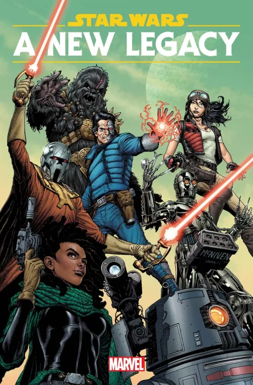 A New Legacy #1 cover image featuring Doctor Aphra, Sana Starros, Krrsantan, and more