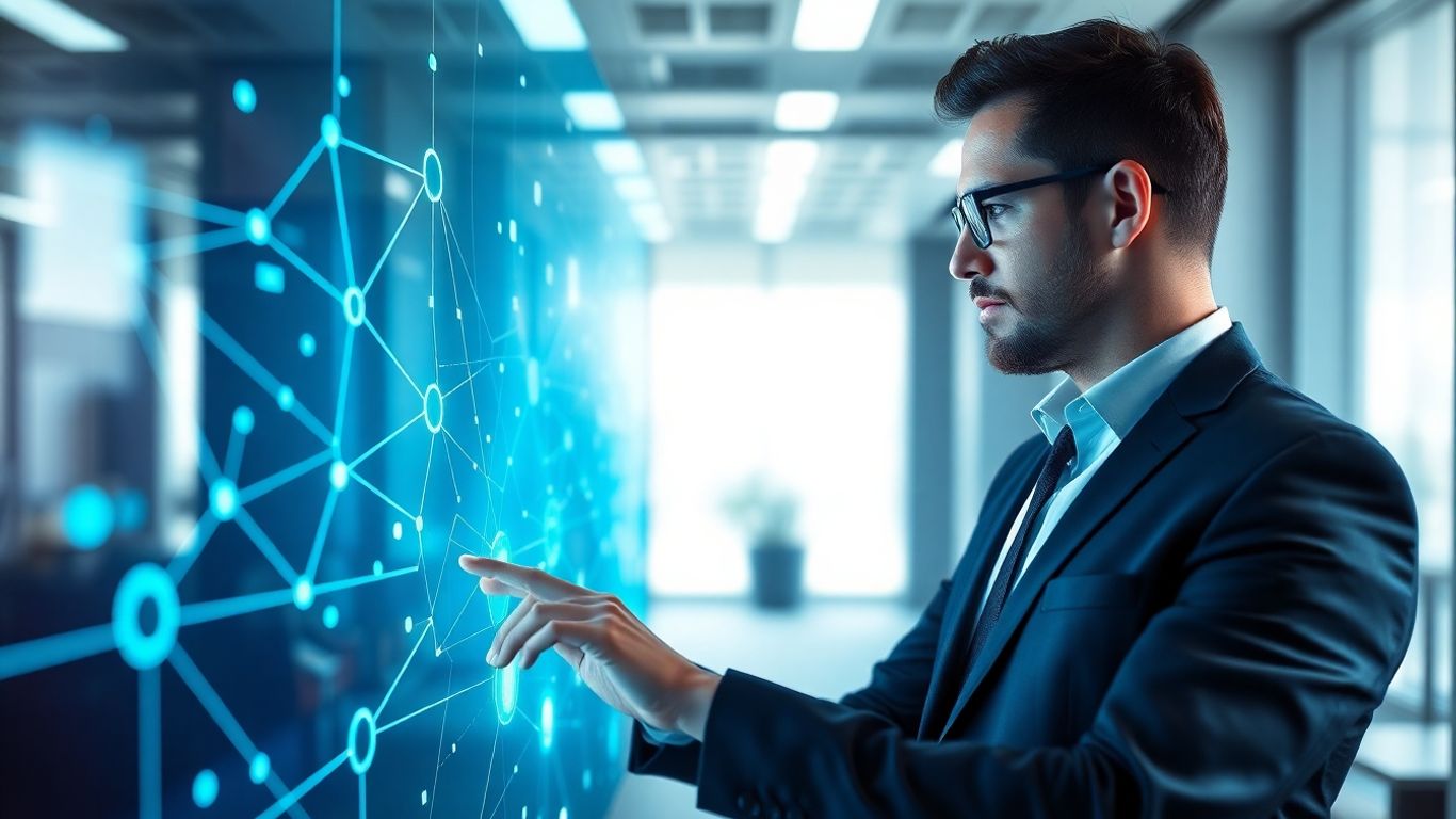 Sales Navigator interface with AI and automation visuals.