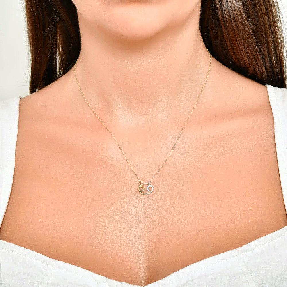 Assos Pırlanta 14 Ayar Altın Yengeç Burcu Şık Kolye