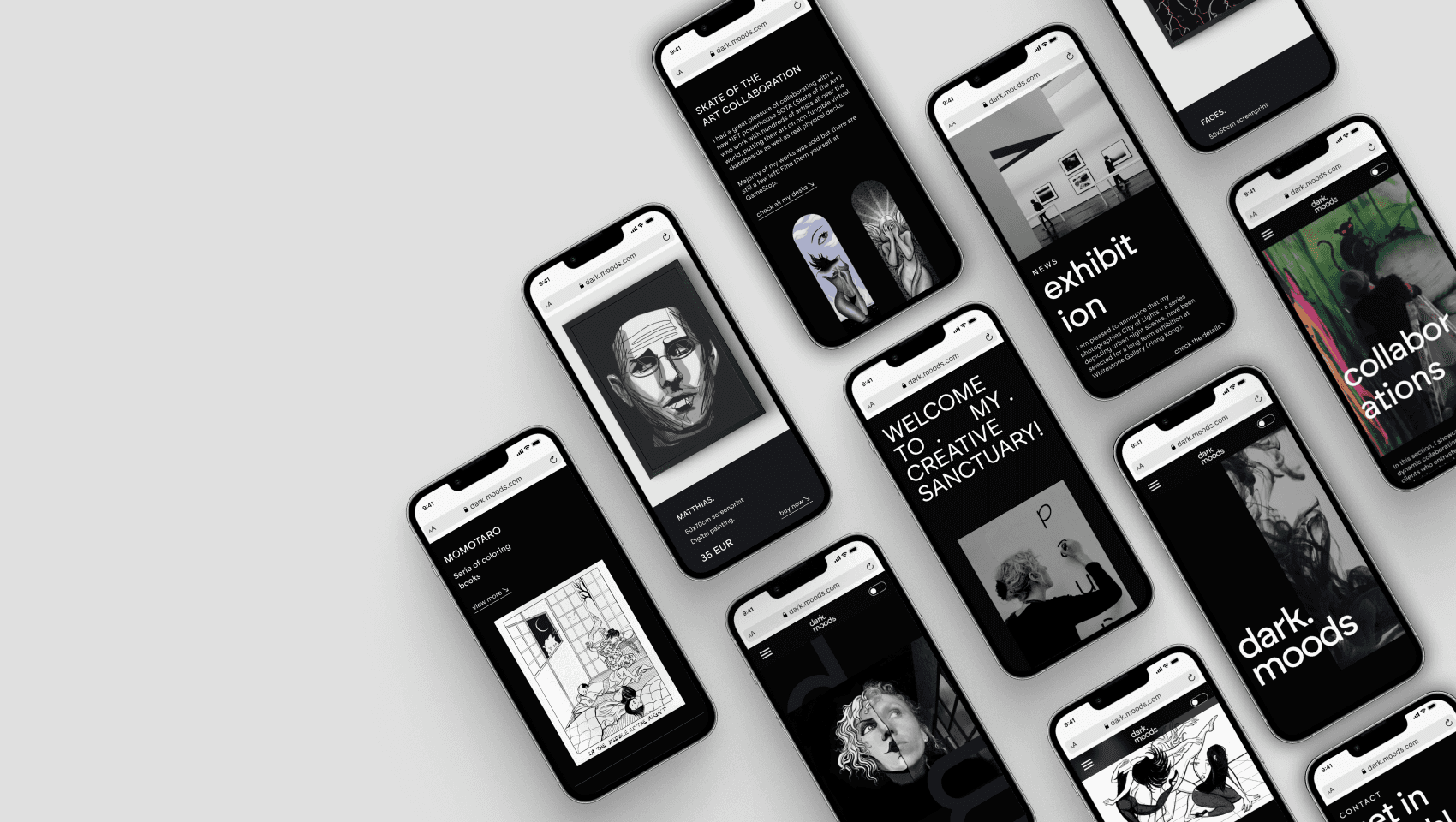 mobile screens presenting website
