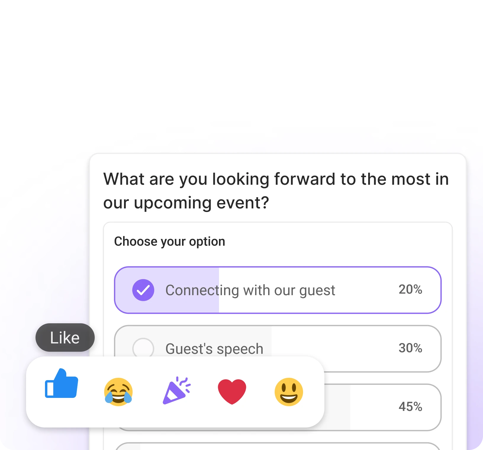 Rich posts with polls, reactions, and media sharing to engage community members through updates, discussions, and interactive content.