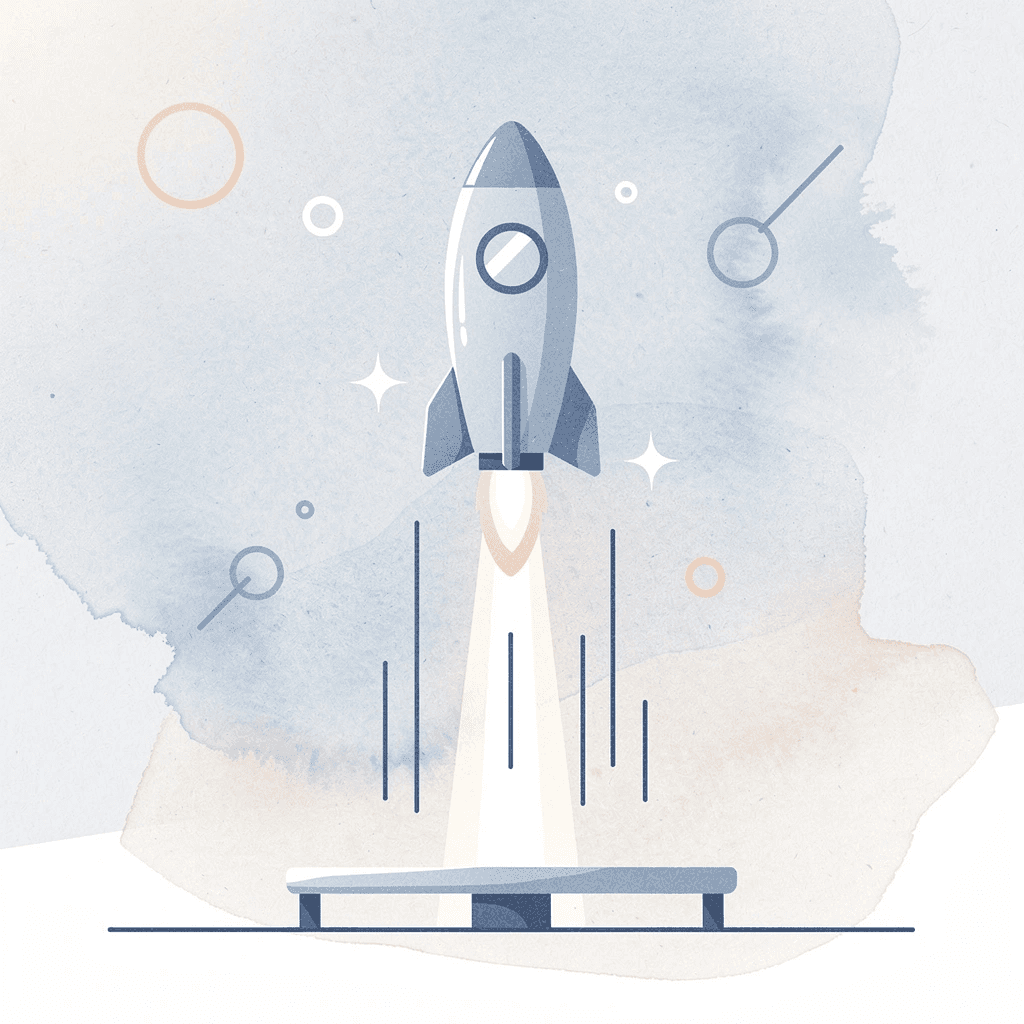 Scene illustration of a custom shirt launching upward, representing easy ordering