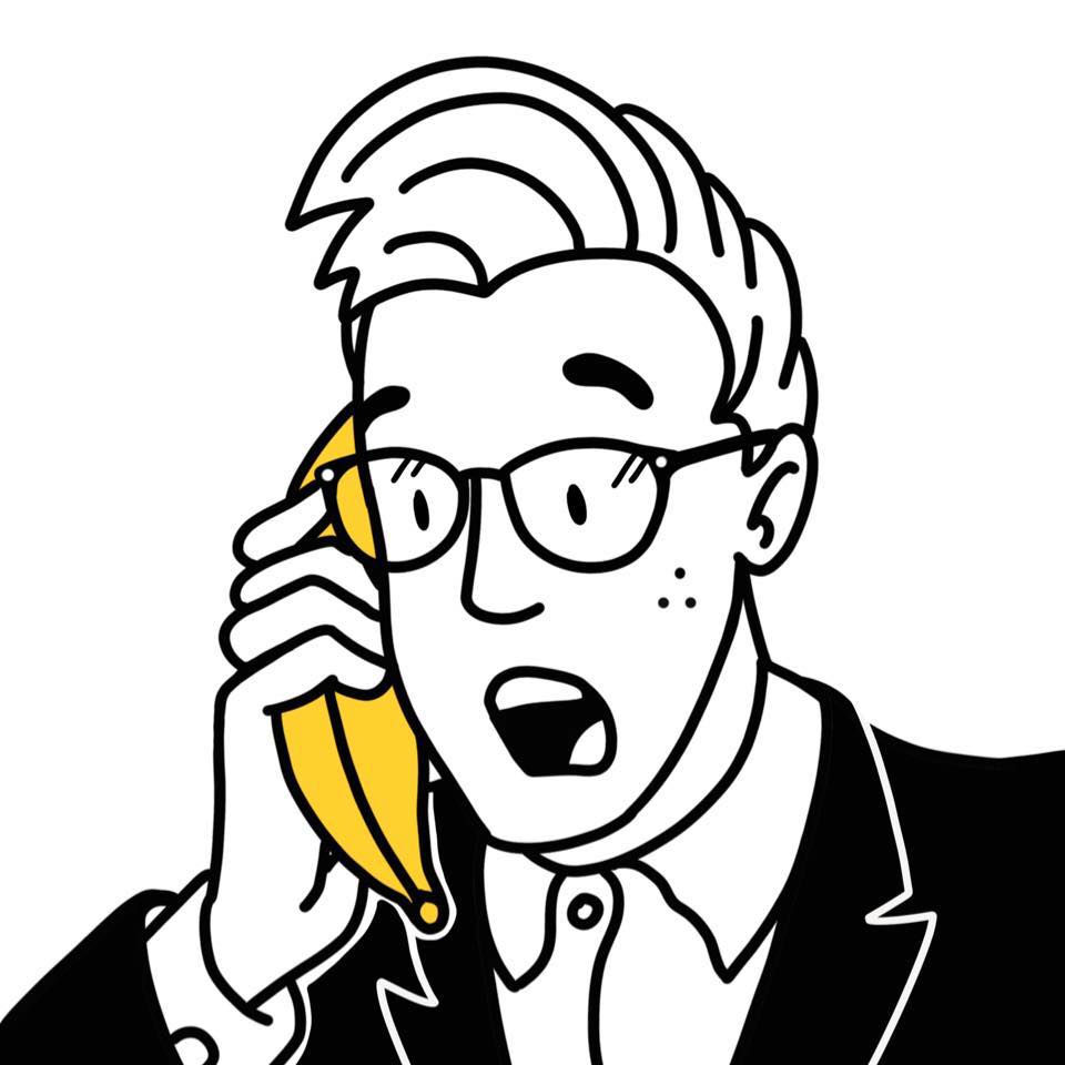 illustration of a man with a banana