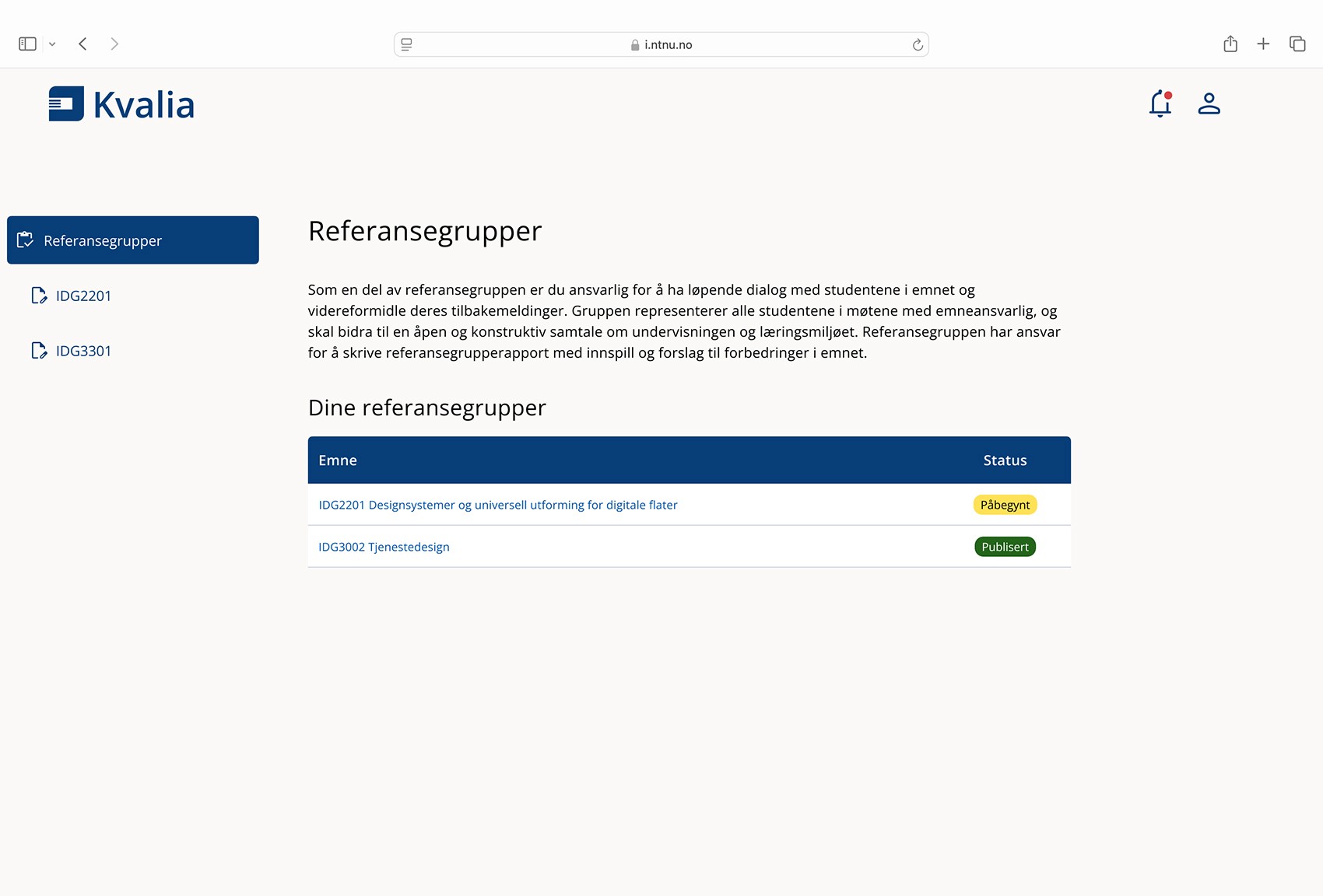 Kvalia Referansegruppeside