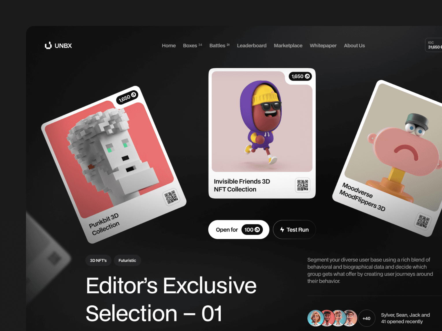 stopchurn nft unboxing hero web design