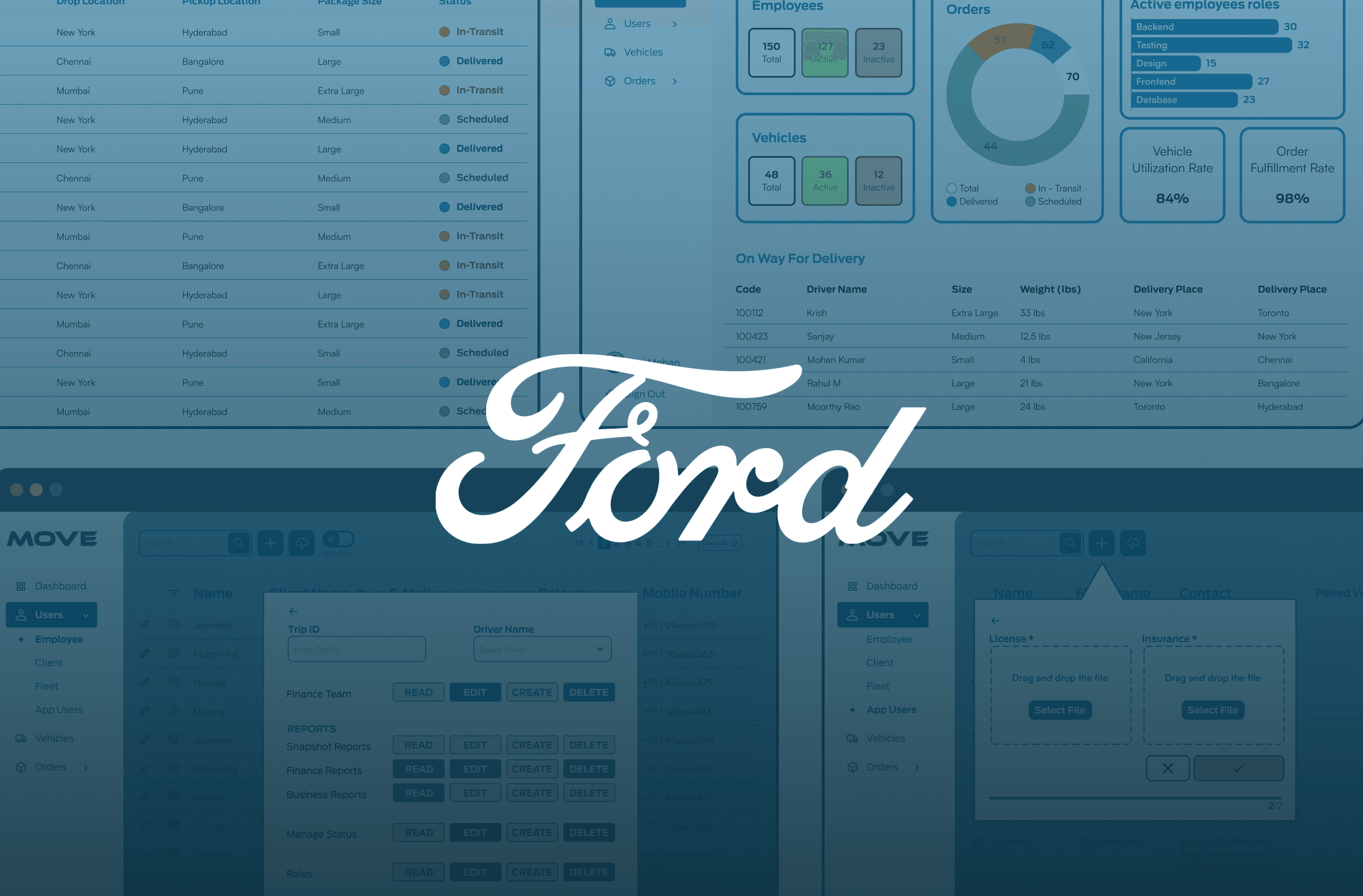 Woman wears a blue coat in a blue environment.