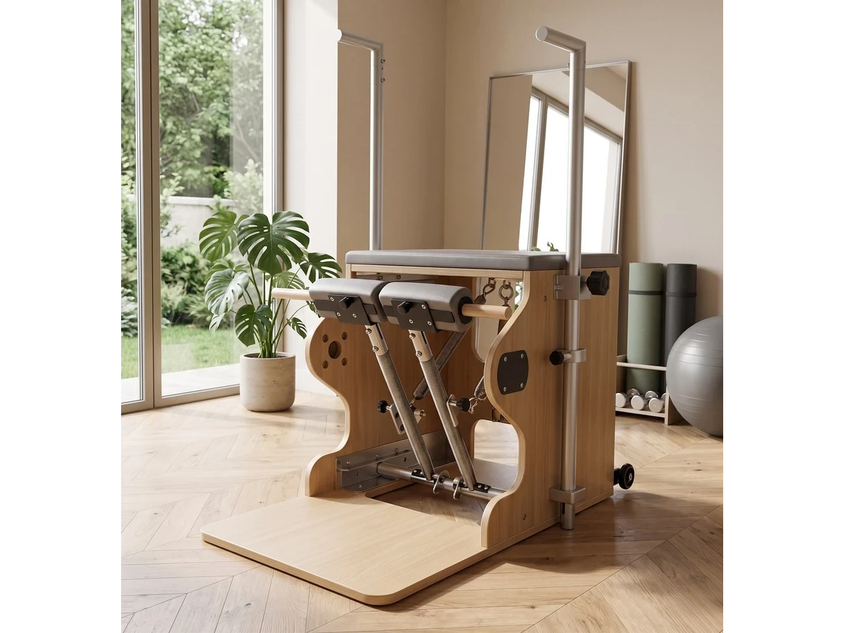 Chaise de Pilates Elite — Érable, chaise de Pilates en érable dans un studio de Pilates professionnel