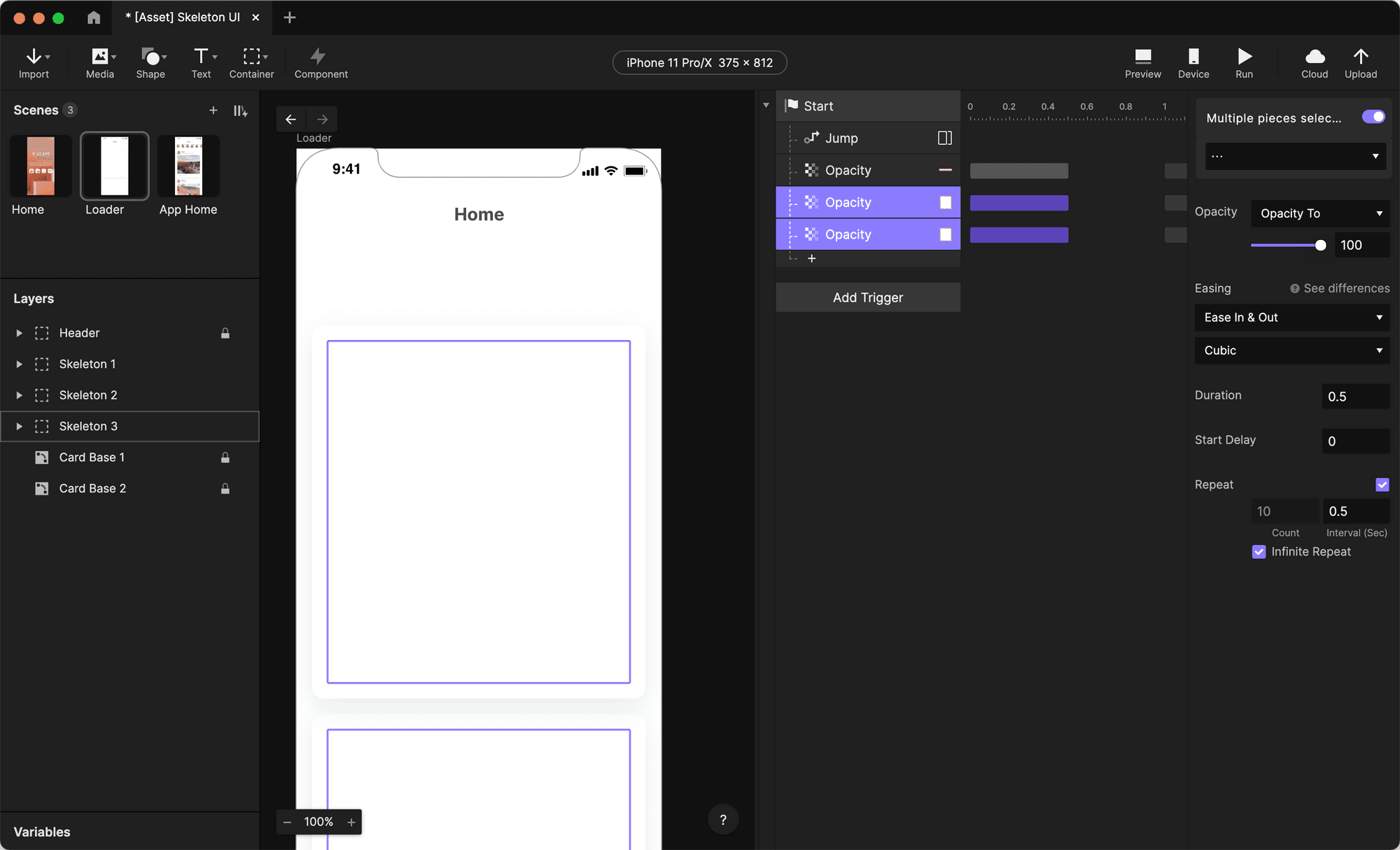 Duplicate the Opacity response twice.