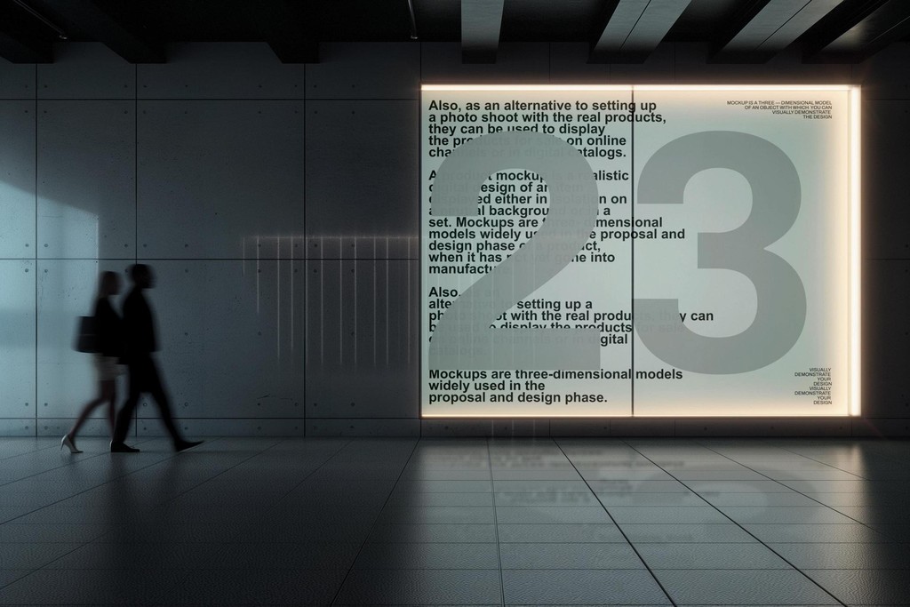 Mockups Digital People Walking around Billboard