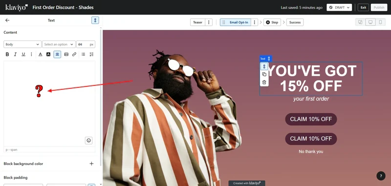 Klaviyo-text-customizatio
