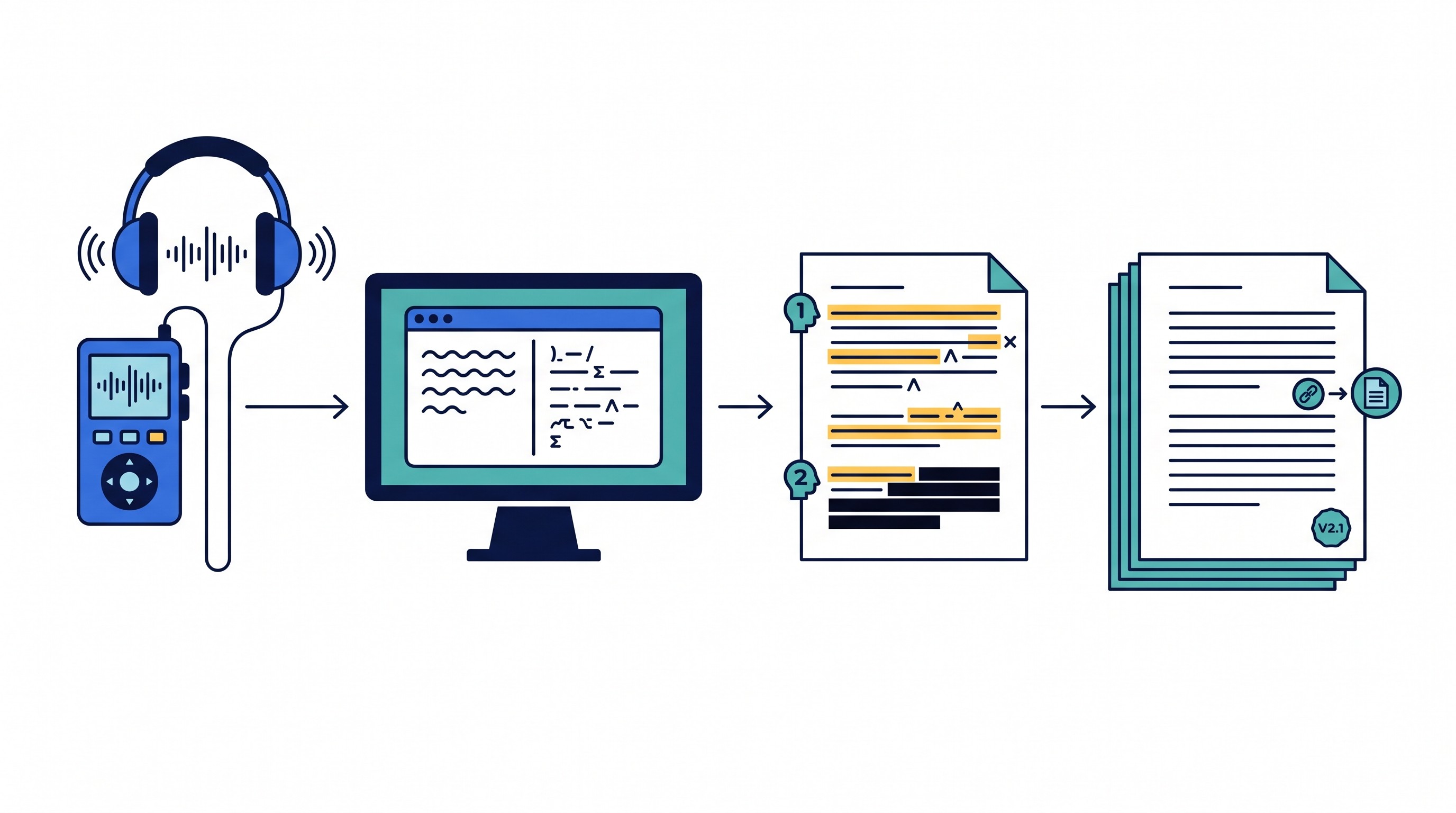 Interview recording to cleaned and anonymized transcript workflow