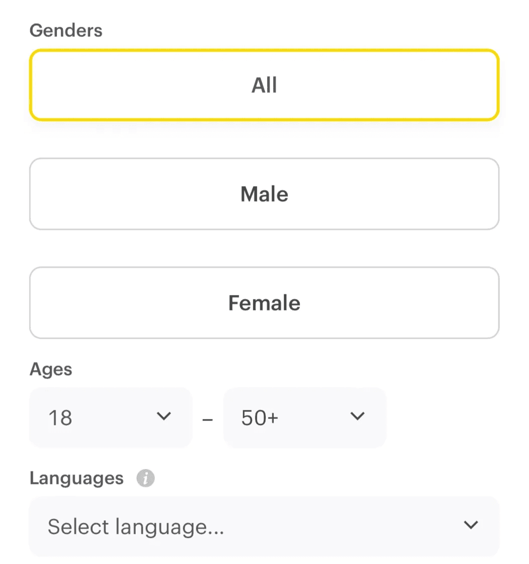 gender selection on snapchat ads