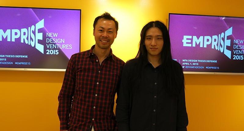 two men in front of screen
