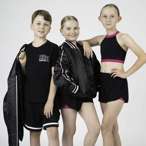 HDF Uniforms - Junior students modelling the studio uniform options